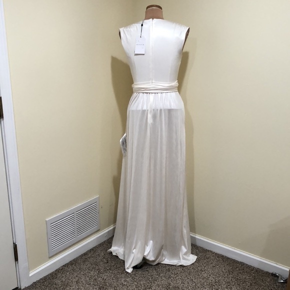 NWT Dress The Population Krista Maxi Dress Size Small Ivory Shimmer Gown - Picture 6 of 12